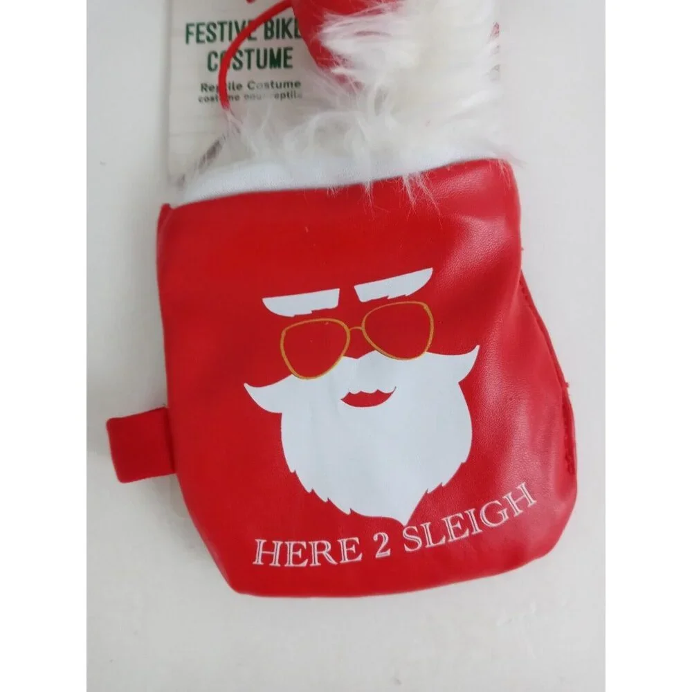 Merry & Bright Christmas Festive Biker Costume For Bearded Dragon